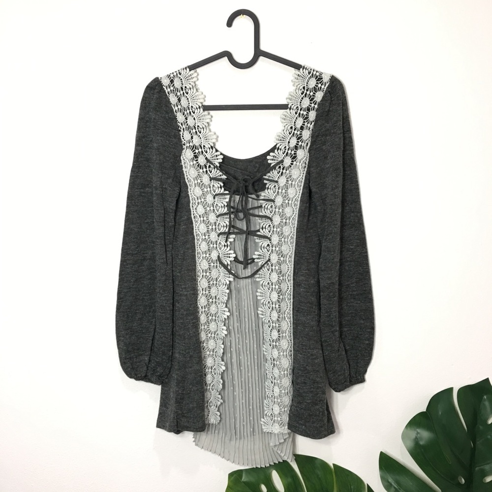 Anthropologie Ryu Lace Up Back Tunic Blouse Size S - Picture 4 of 8
